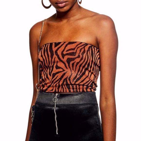 2/$15 NWT Topshop Tiger Print Glitter Bandeau - Picture 1 of 6